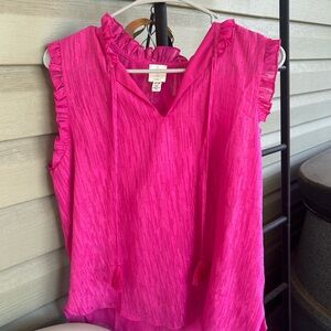 Joie Pink Ruffled Tie Front Blouse
